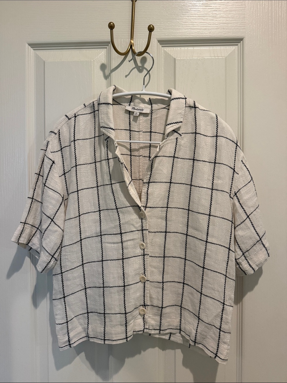Madewell Windowpane Resort Crop Shirt